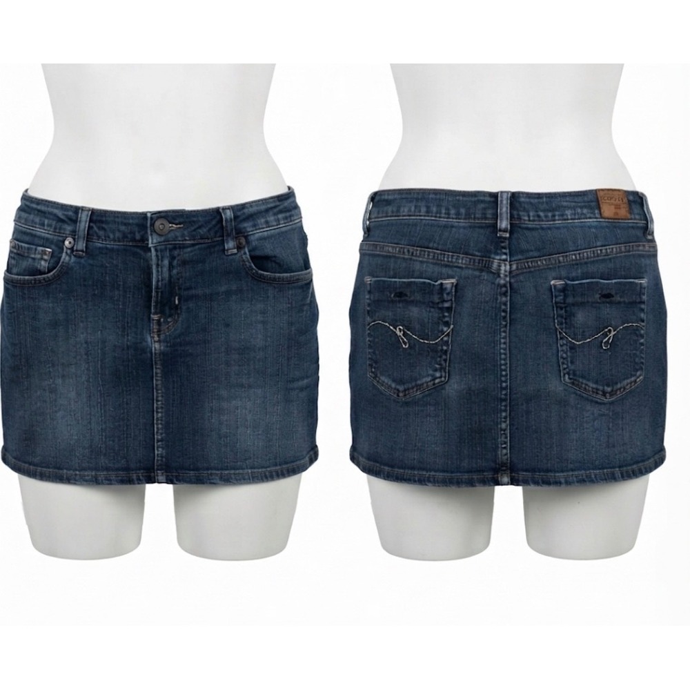 Guess Y2K Blue Denim Micro Mini Skirt Size 31 Low Rise Bratz McBling Jean‎ Short